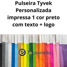 Pulseira Tyvek personalizada Preto - R$ 0,14