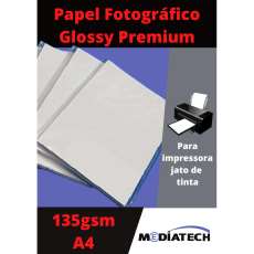 Papel Foto A4 Glossy 135g 160fls  - R$ 49,90